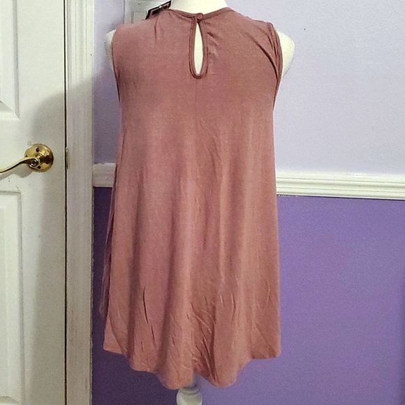 CY Mauve Boho Romantic Lace Flowy Sleeveless Modal Tunic Top - Picture 5 of 10